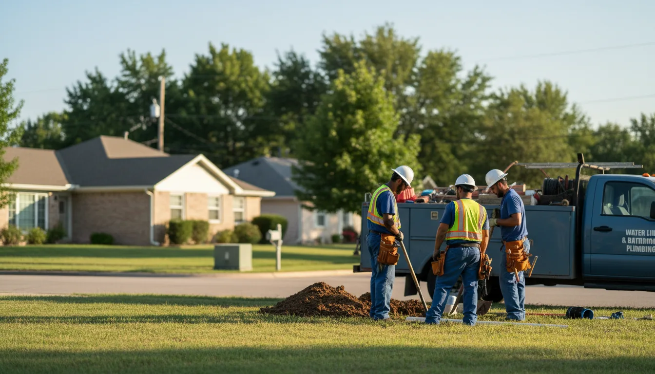 Residential water line and bathroom plumbing service in Mannford, OK
